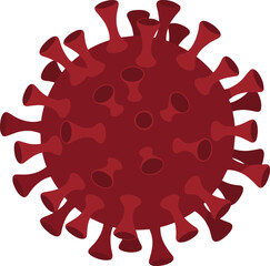 3D virus illustration with red color and stylized spikes, representing microscopic virus, isolated on a white background for healthcare, medical, and virus-related topics flat vector illustration
