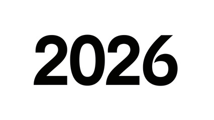 Bold and Modern Representation of the Year 2026 in Large Black Numbers on Plain White Background