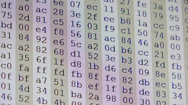Computer screen scrolling with hexadecimal security code