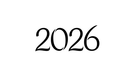 Minimalist Black and White Artistic Illustration of the Year 2026 with Elegant Font Design