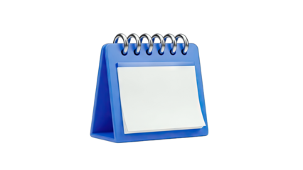 Blue Desk Calendar on White Background