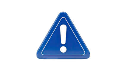 Blue Warning Sign Isolated on White Background