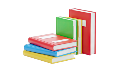 Colorful Books Stacked on White Background