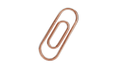Copper Paperclip Isolated on White Background