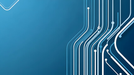 Abstract Blue Background with Clean White and Light Blue Circuit Line Design