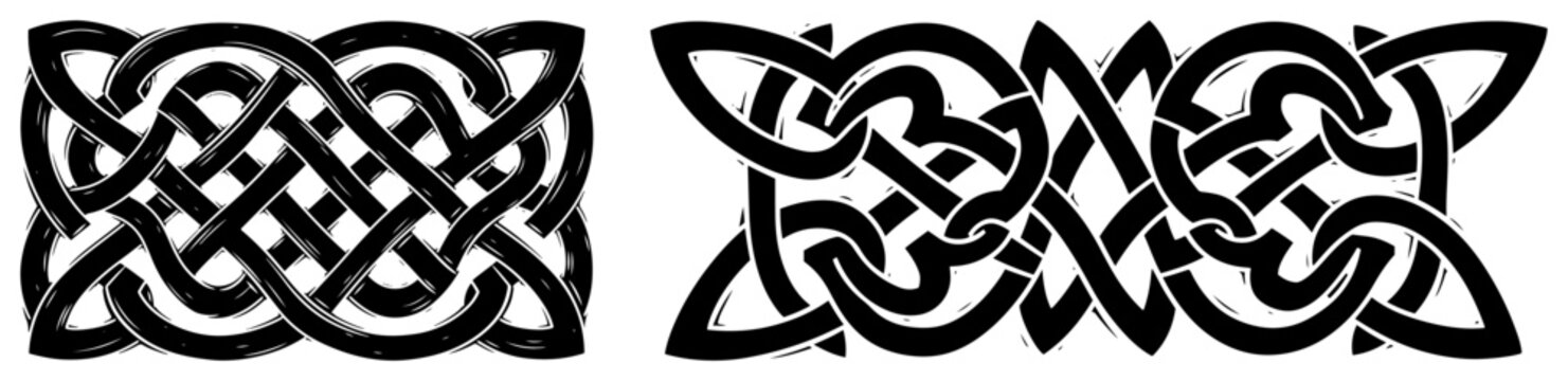 Traditional celtic knotwork borders with intricate geometric patterns