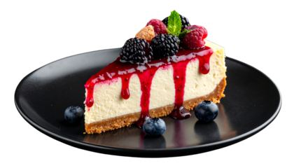 Blueberry Cheesecake Slice with Berry Topping