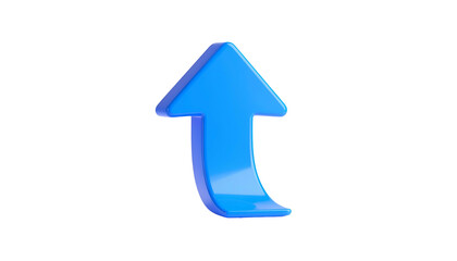 Fototapeta premium A shiny blue arrow pointing upwards against a black background, rendered with 3D effect