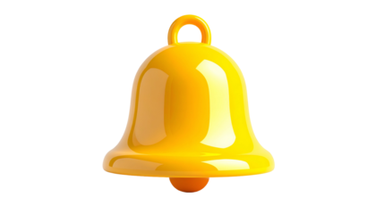 3D rendered, golden bell with a loop on top, against a black background