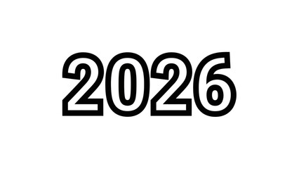 Bold 2026 year graphic against a clean white background for design