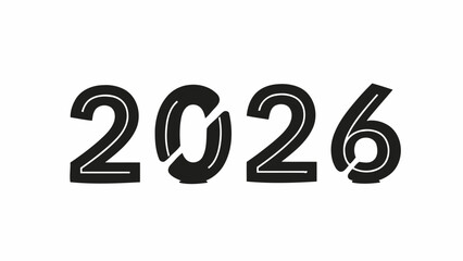 Bold black and white graphic of the year 2026 for design and concepts