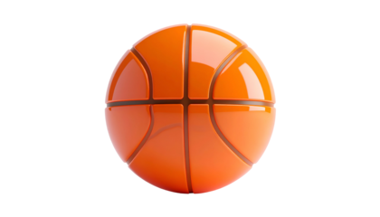 A photorealistic, isolated basketball featuring a glossy orange surface