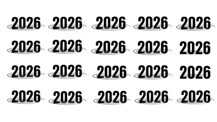 Obraz premium Repeating numerals 2026 displayed in grid formation with drop shadows