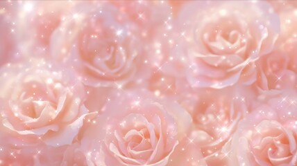 Ethereal pink roses with golden glow. AI image