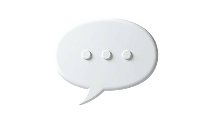 White 3D speech bubble with three dots, rendered on a black background