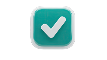 Checkmark Icon in a Square Button on White Background