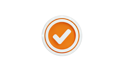 Checkmark Icon in Orange Circle - Approved Concept