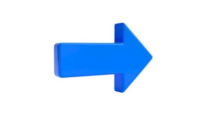 3D-rendered, shiny blue arrow pointing to the right, isolated on a stark black background