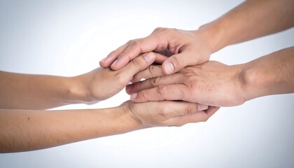 Two hands clasped together in a gesture of support