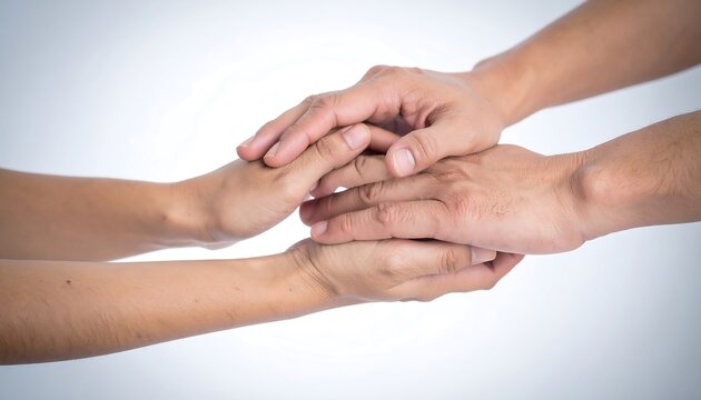 Two hands clasped together in a gesture of support