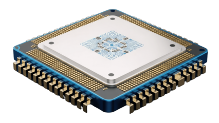 Close-up of a CPU Processor on White Background