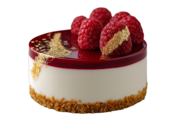 Raspberry Cream Torte with Gold Accents in Monochrome, Gourmet Dessert