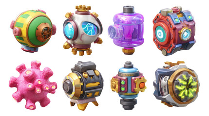 Fototapeta premium Colorful 3D Rendered Toys for Exploration and Bio-Gadget Enthusiasts