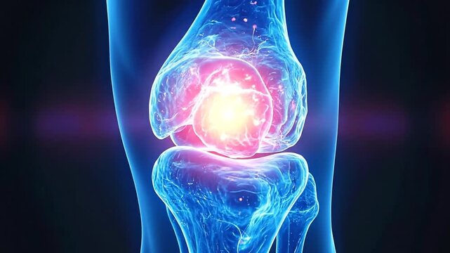 Animated 3D Knee Joint Anatomy with Pain Highlighted