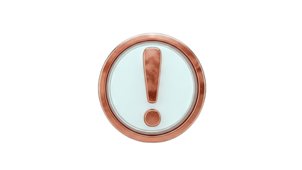 Exclamation Mark in a Bronze Circle on White Background