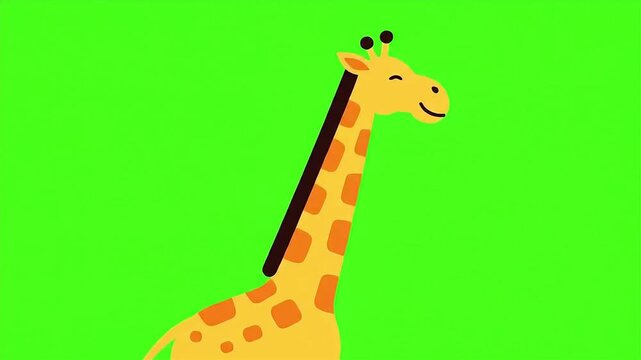 Playful cartoon giraffe against bright green background