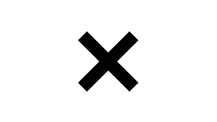 Obraz premium A bold black 'X' symbol centered on a plain white background, representing multiplication, cancellation, or a mark.