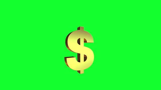 dollar sign on a hook Spinning 3D Golden Dollar Sign ($) on Green Screen Background