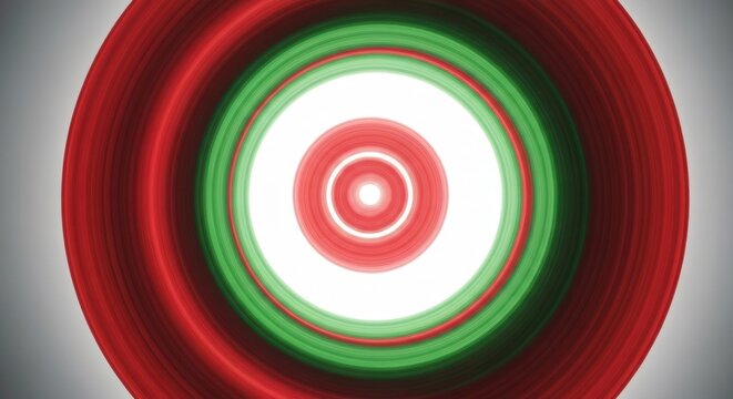 Concentric red and green rings swirl inwards, around a bright white center - Powered by Adobe