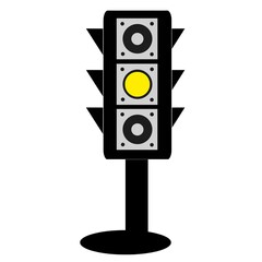 Yellow traffic light isolated on a white background icon IIIustrations 