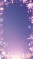 Abstract purple light and shadow, snowflakes, rose petals and diamond, Korean KPop style, wallpaper background illustration poster