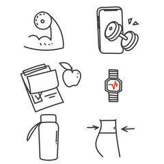 hand drawn doodle  digital fitness icon illustration