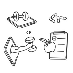 hand drawn doodle  digital fitness icon illustration