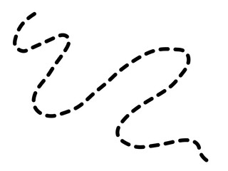 Curved dashed line illustration representing journey, process, or direction. ideal for maps, diagrams, infographics, or creative design projects.