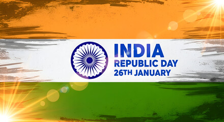 Creative Flags Design of (India Republic Day of 26th January) flag banner, 3D illustration