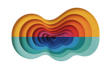 Abstract geometric layered paper cut, Isolated on white and transparent background