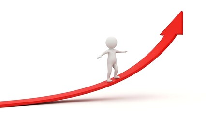 Success metaphor showing a person achieving great financial results.