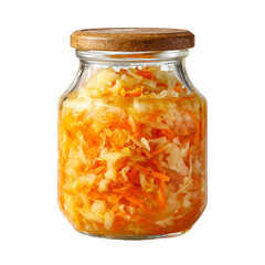 Homemade fermented cabbage and carrot salad in a glass jar