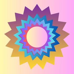 Vibrant starburst mandala with gradient colors and geometric layers