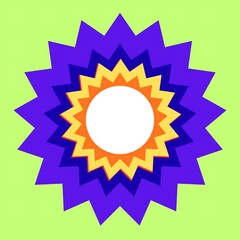 Vibrant abstract geometric flower design with concentric layers and bright colors