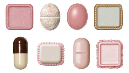 Clean and Modern Icon Set of Rounded and Square Minimalistic Shapes on Transparent Background