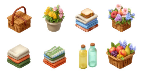 Cozy Picnic Elements Collection on Transparent Background for Creative Use