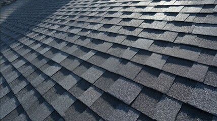 Architectural detail of wooden shingle roof with sunlit highlights. AI generated