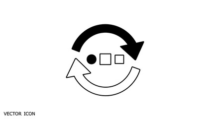 Circular arrows icon with a dot and two squares in the center refresh reload