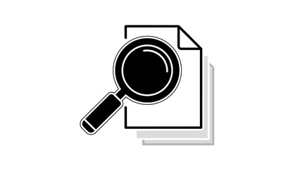 Magnifying Glass Over Stacked Documents Icon for Research and Analysis Keywords: magnifying glass, search, research, analysis