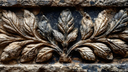 Ancient stone carving of acanthus leaves